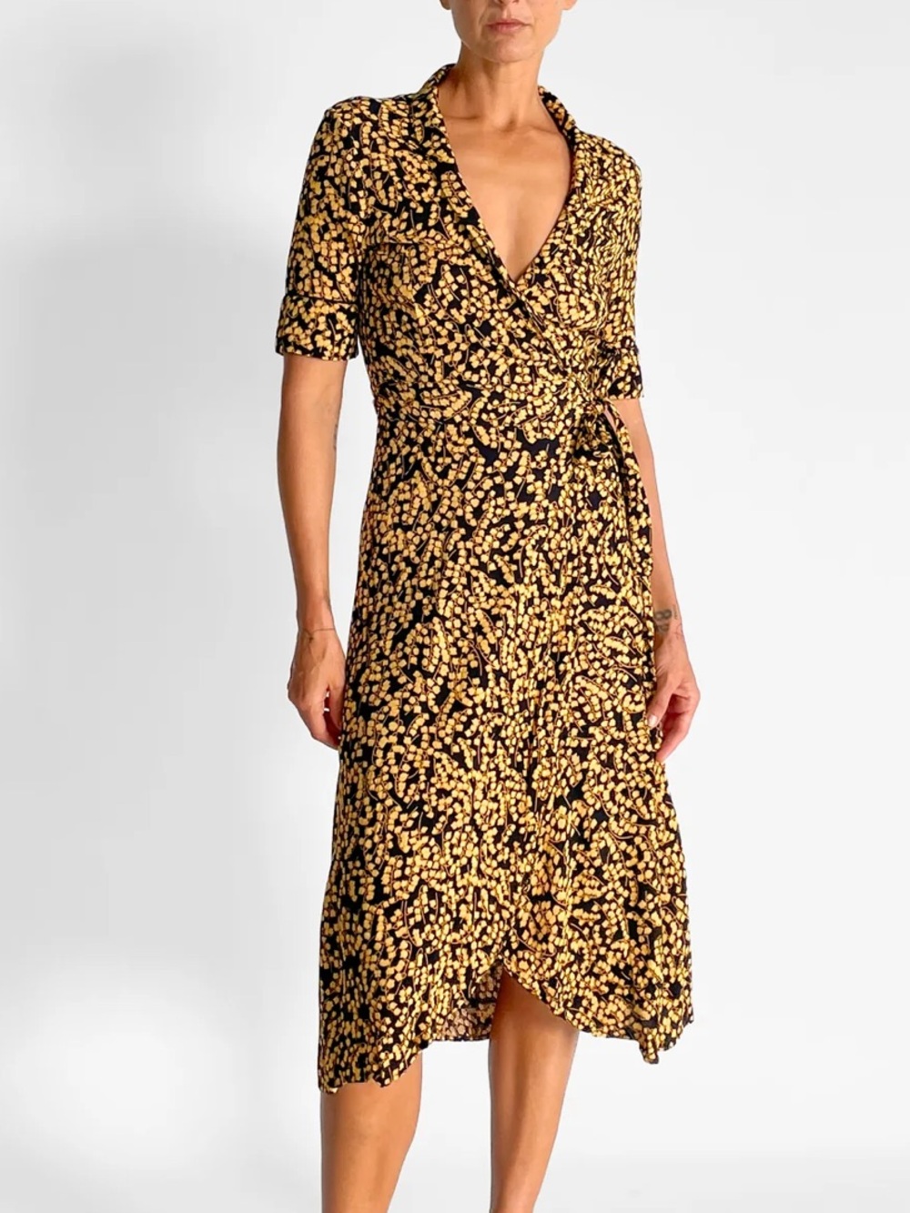 GANNI Dexter Ruffle Wrap Dress XL